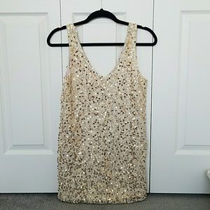 Audrey gold sequin long tank top